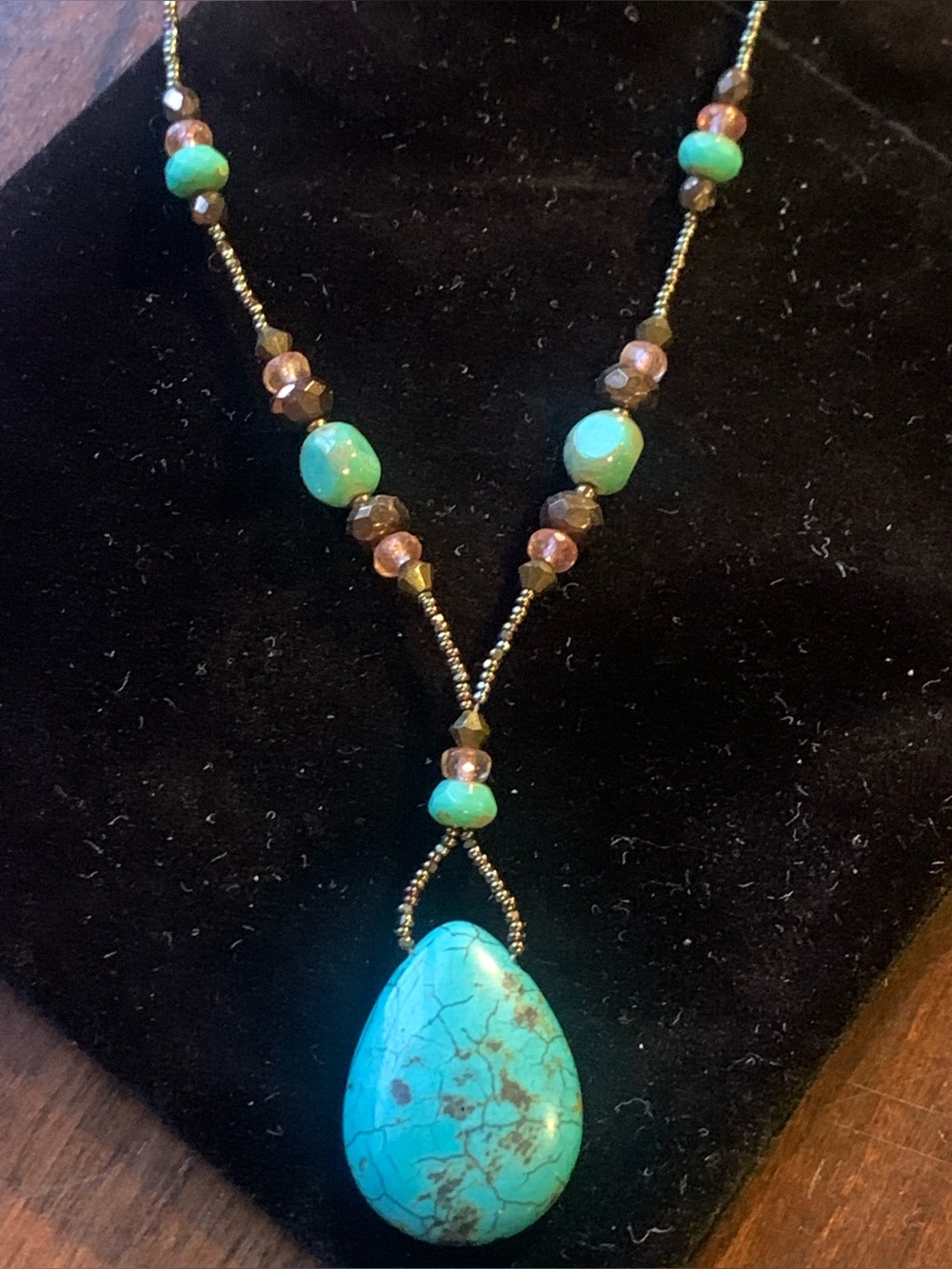 Turquoise Bead Teardrop Necklace and earrings set - Women Jewelry